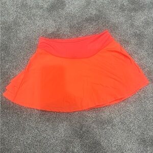 Orange Asymmetrical Mini Skater Skirt